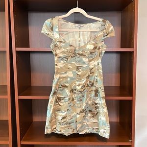 Miaou Gigi Cotton Dress Camo Print Cap Mini Size XS